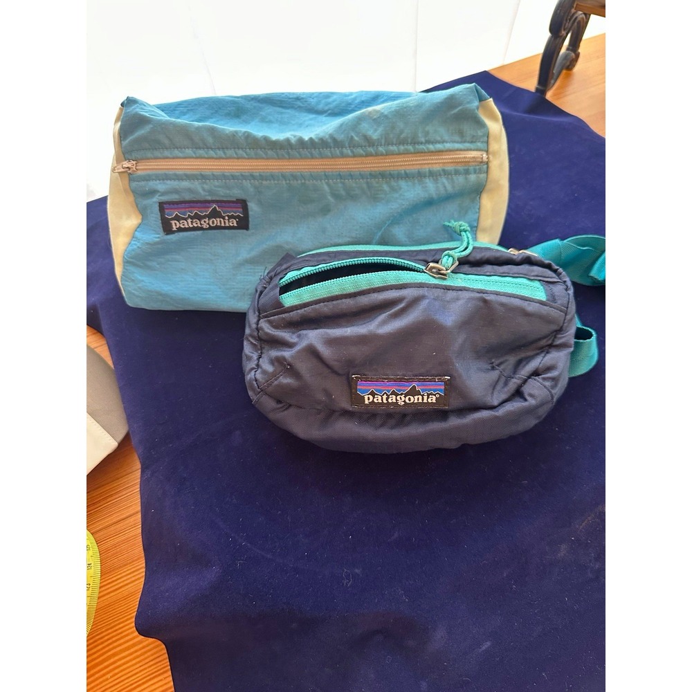 Patagonia Lightweight Travel Mini Hip Pack Waist Pack Zip 2-Pocket Black/Teal